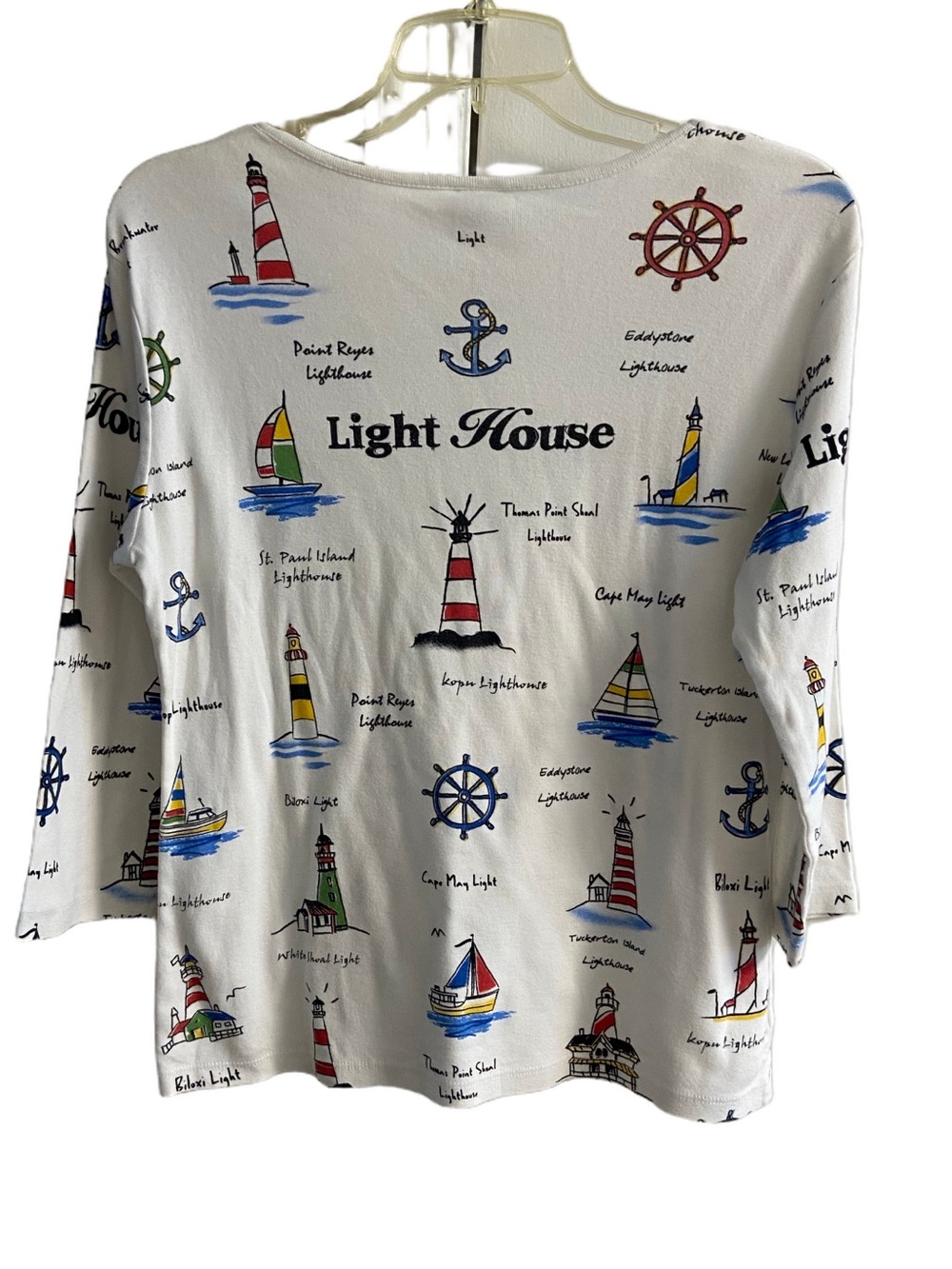 Jess & Jane Lighthouse Sailboat Graphic Top 3/4 Sleeve - Picture 2 of 6